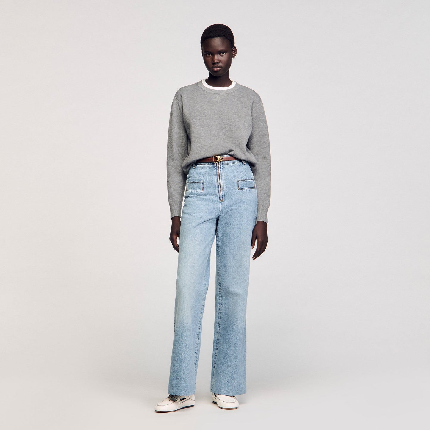 Sandro Contrast collar sweater Grey