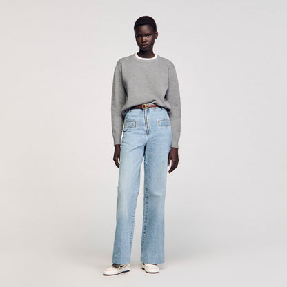 Sandro Contrast collar sweater Grey