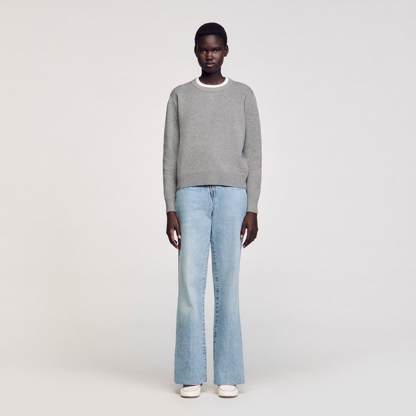 Sandro Contrast collar sweater Grey