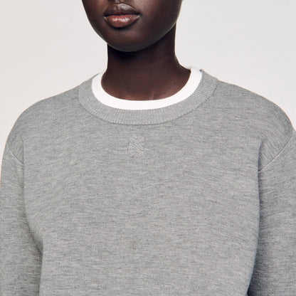 Sandro Contrast collar sweater Grey
