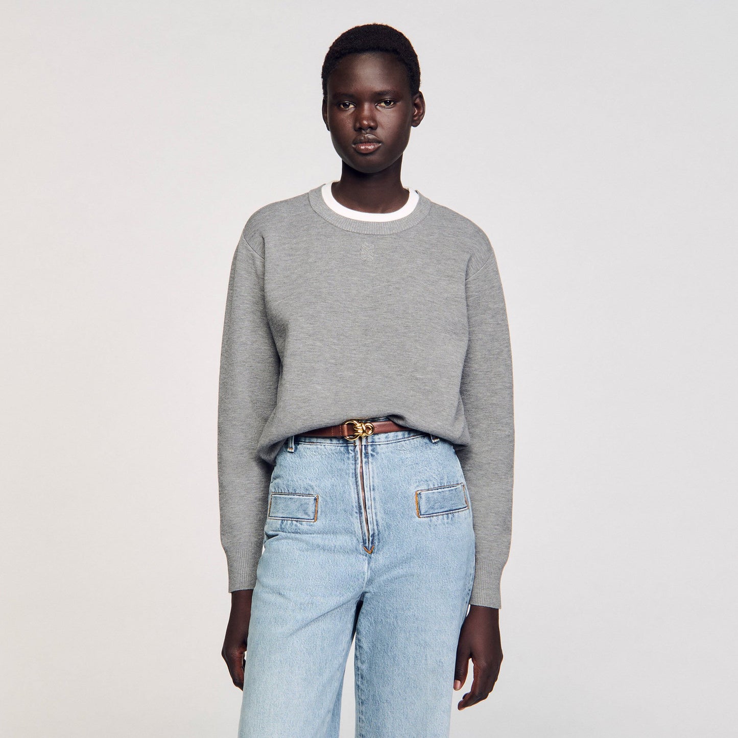 Sandro Contrast collar sweater Grey