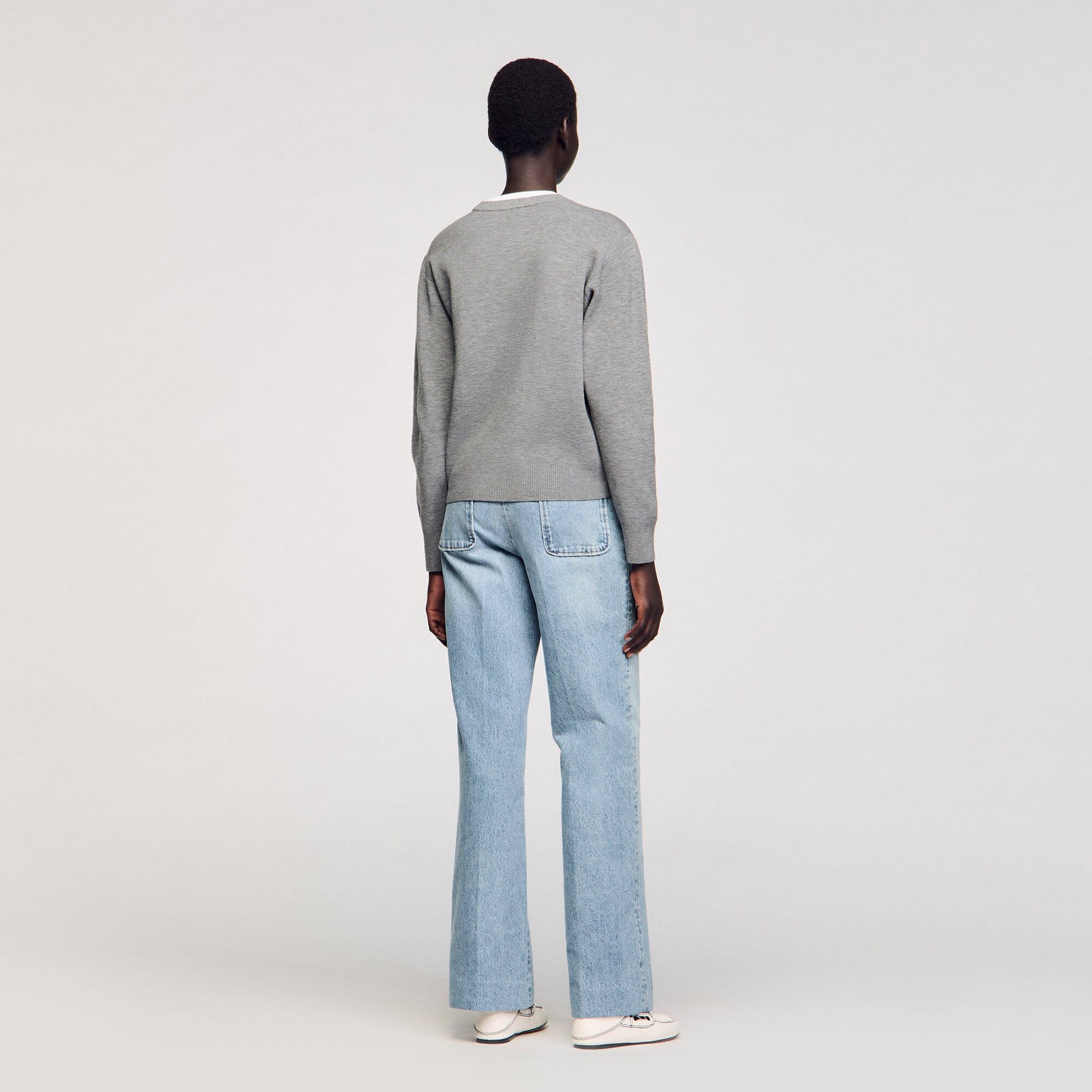 Sandro Contrast collar sweater Grey