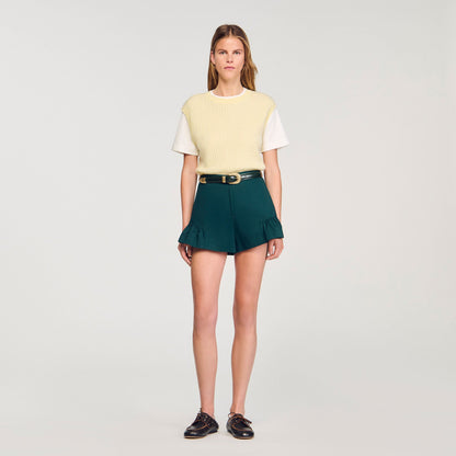 Sandro Dual-material knit sweater Light Yellow