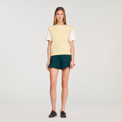 Sandro Dual-material knit sweater Light Yellow