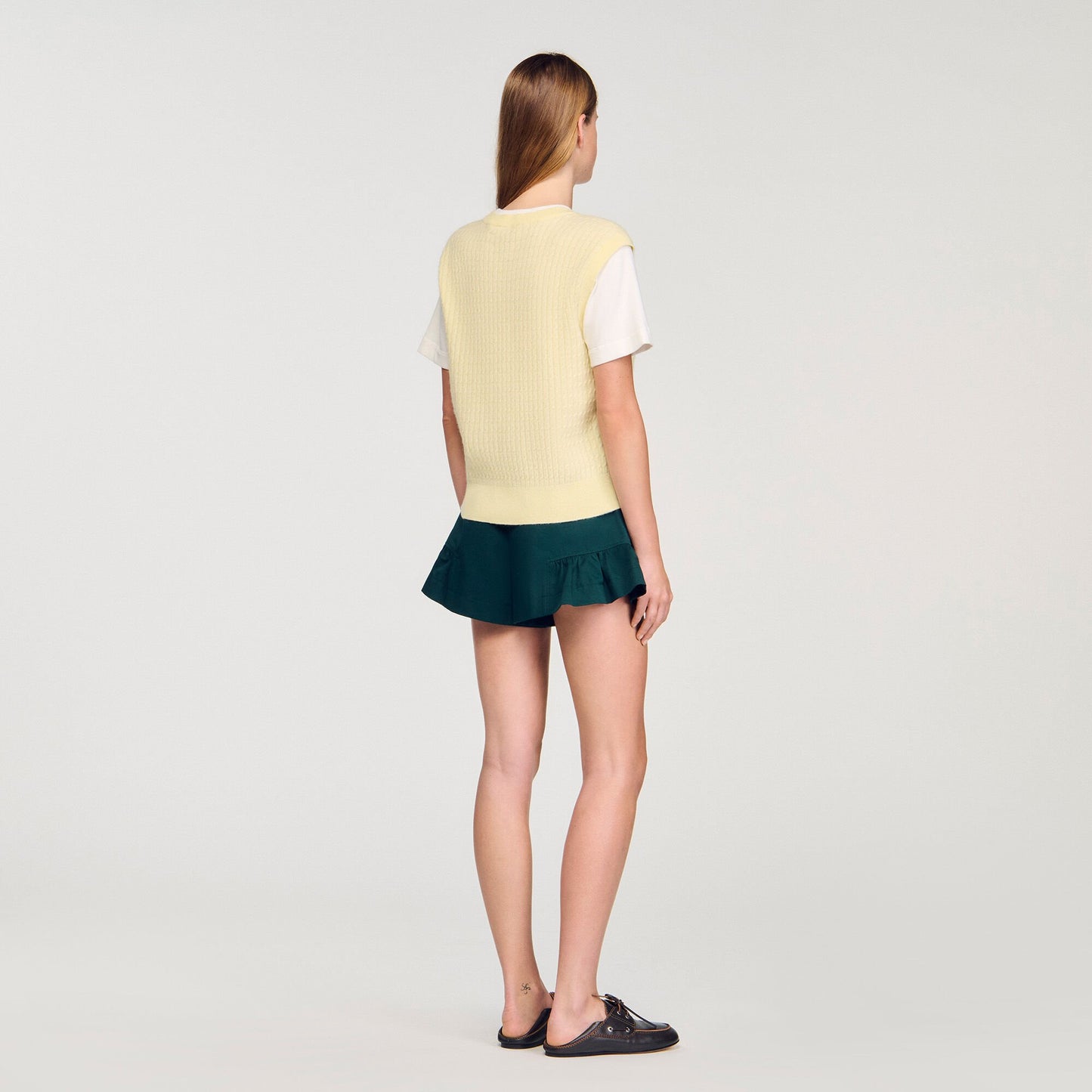 Sandro Dual-material knit sweater Light Yellow