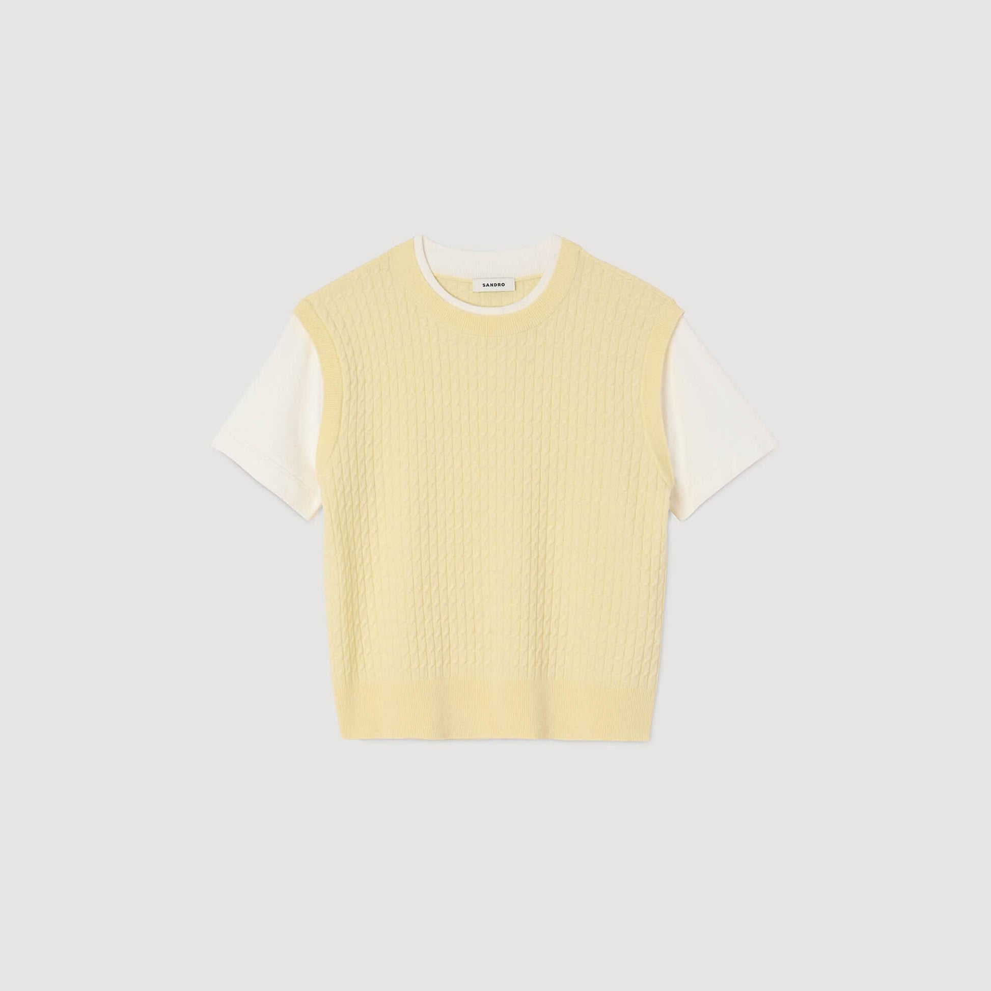 Sandro Dual-material knit sweater Light Yellow