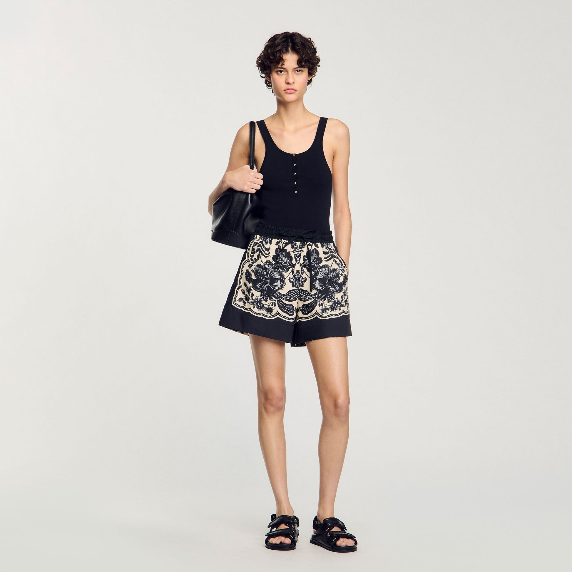 Sandro Rib knit vest top Black