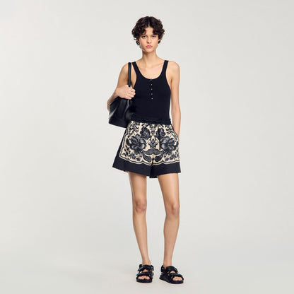 Sandro Rib knit vest top Black
