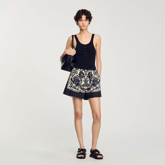 Sandro Rib knit vest top Black