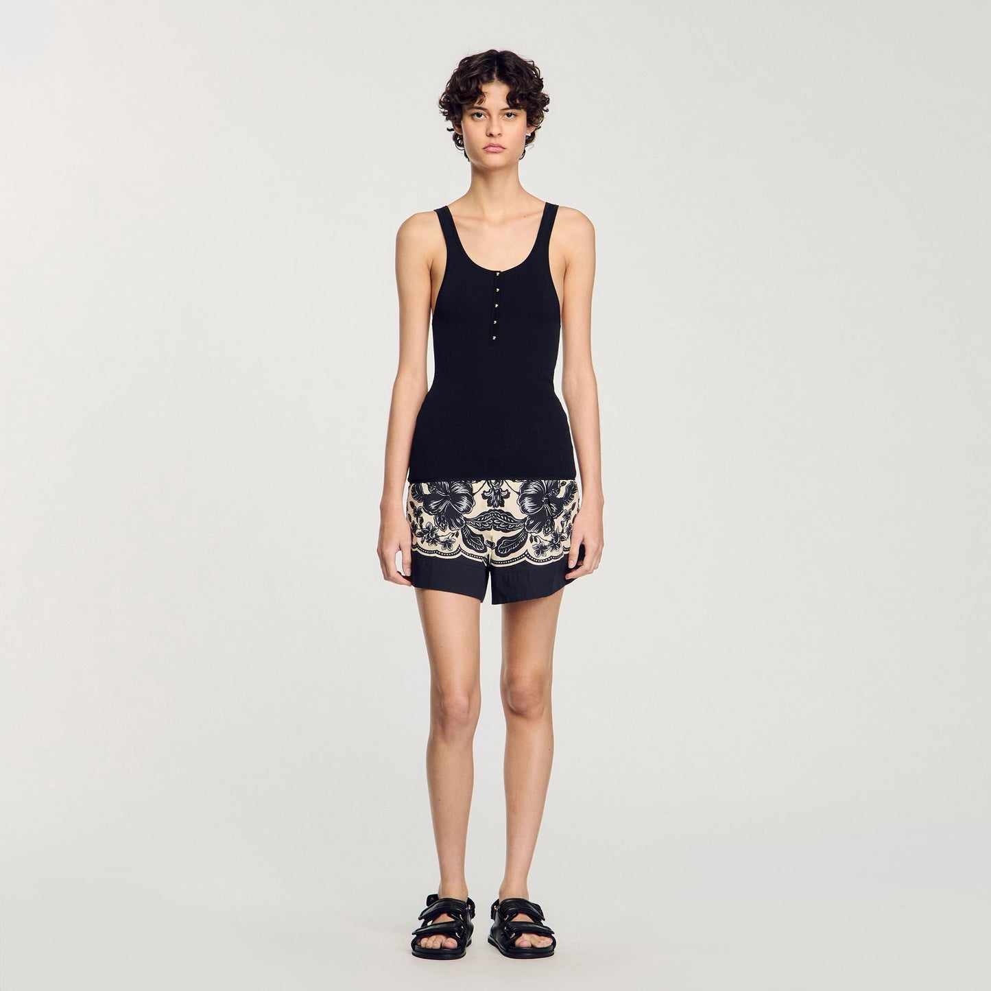 Sandro Rib knit vest top Black
