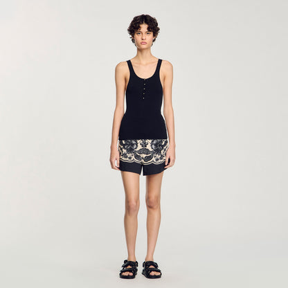 Sandro Rib knit vest top Black