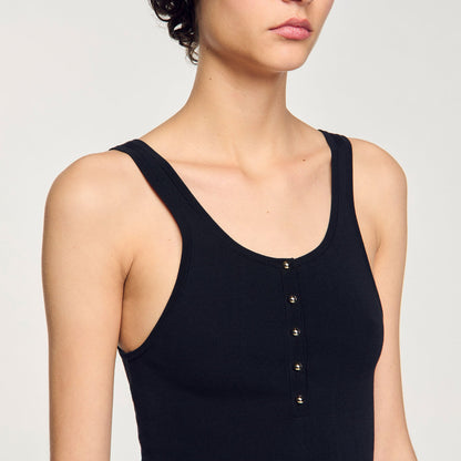 Sandro Rib knit vest top Black