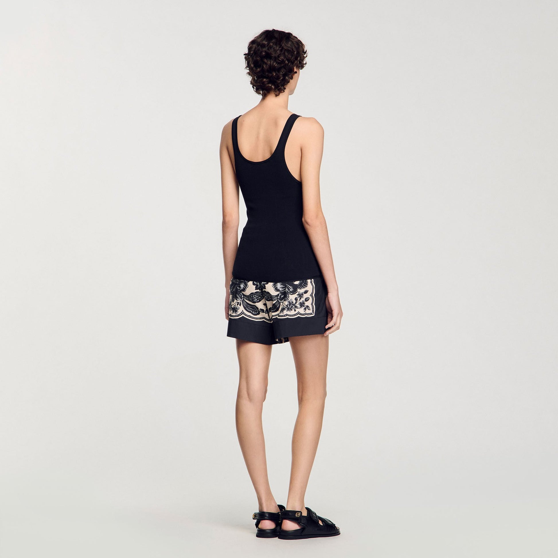 Sandro Rib knit vest top Black