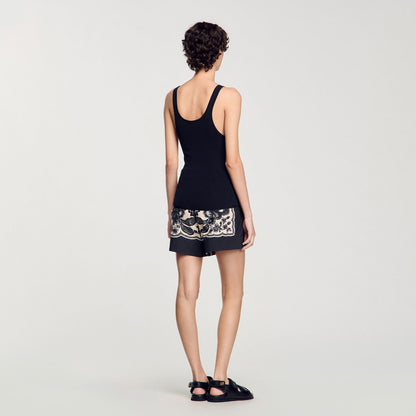 Sandro Rib knit vest top Black