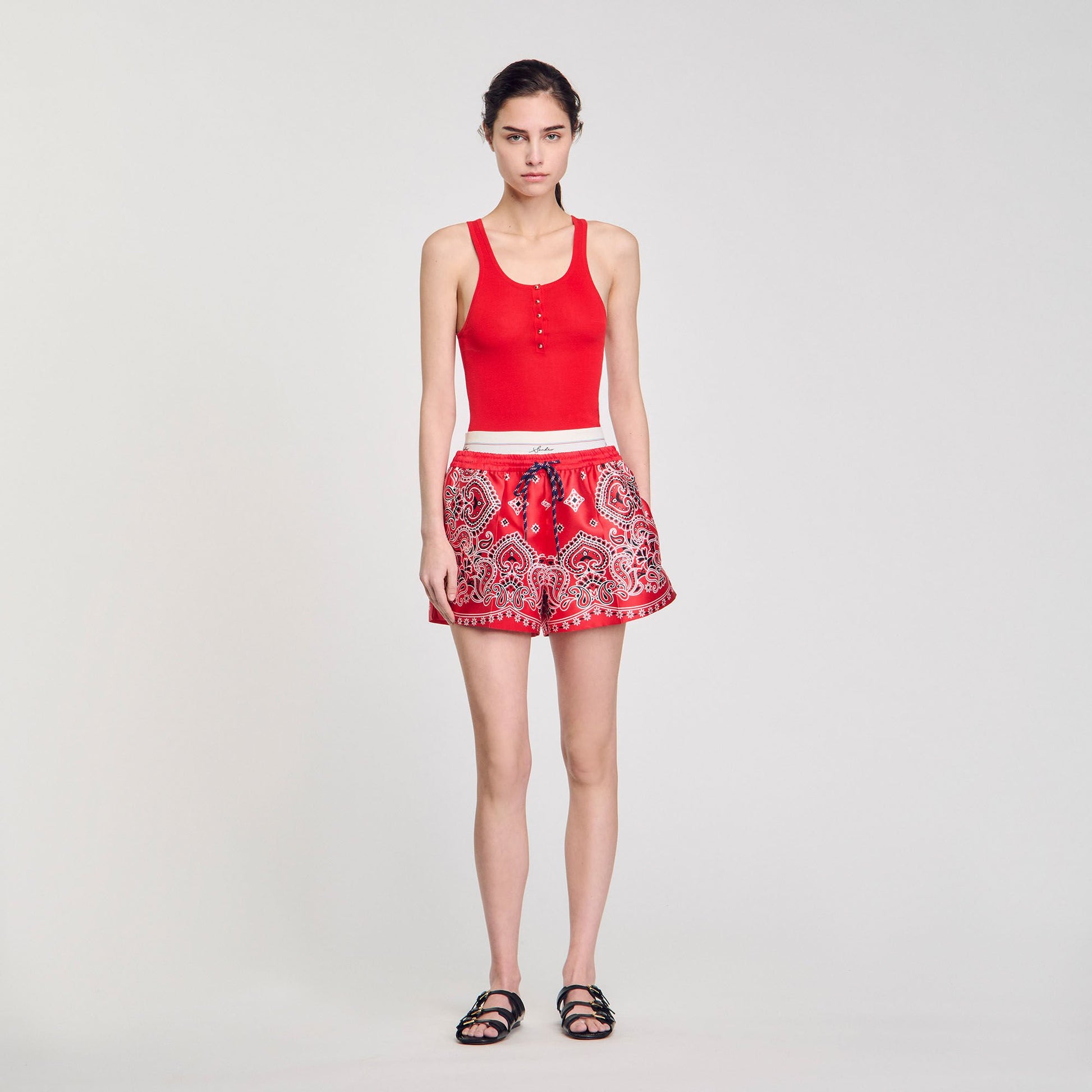 Sandro Rib knit vest top Red