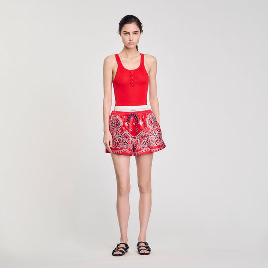 Sandro Rib knit vest top Red