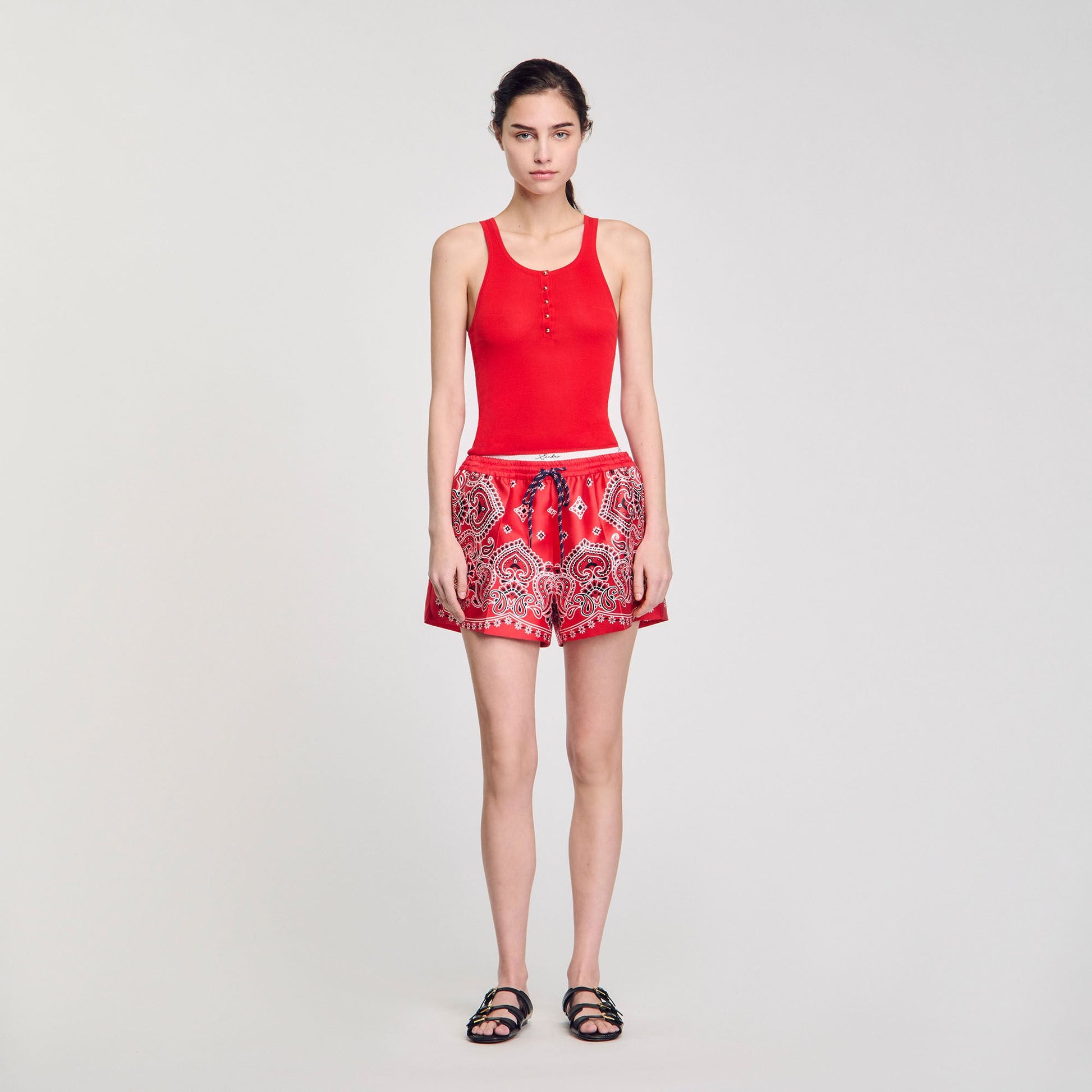 Sandro Rib knit vest top Red