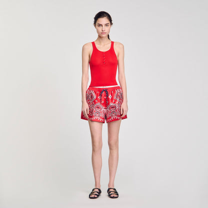 Sandro Rib knit vest top Red