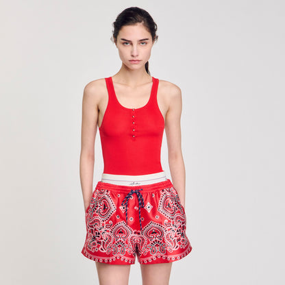 Sandro Rib knit vest top Red
