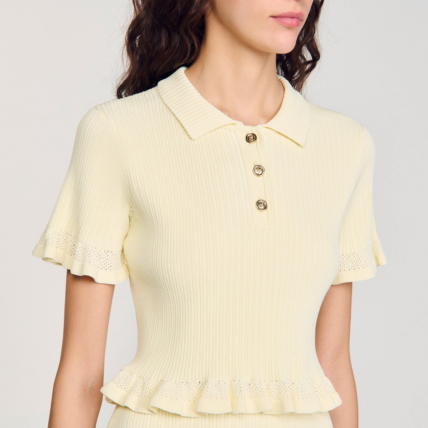 Sandro Flounced sweater Light Yellow