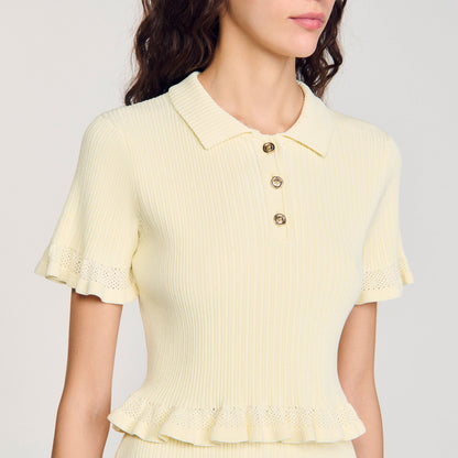 Sandro Flounced sweater Light Yellow