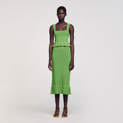 Sandro Knit top with charms Green