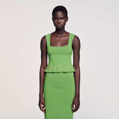 Sandro Knit top with charms Green