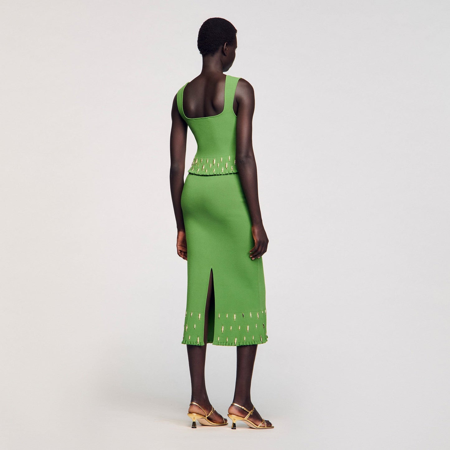 Sandro Knit top with charms Green