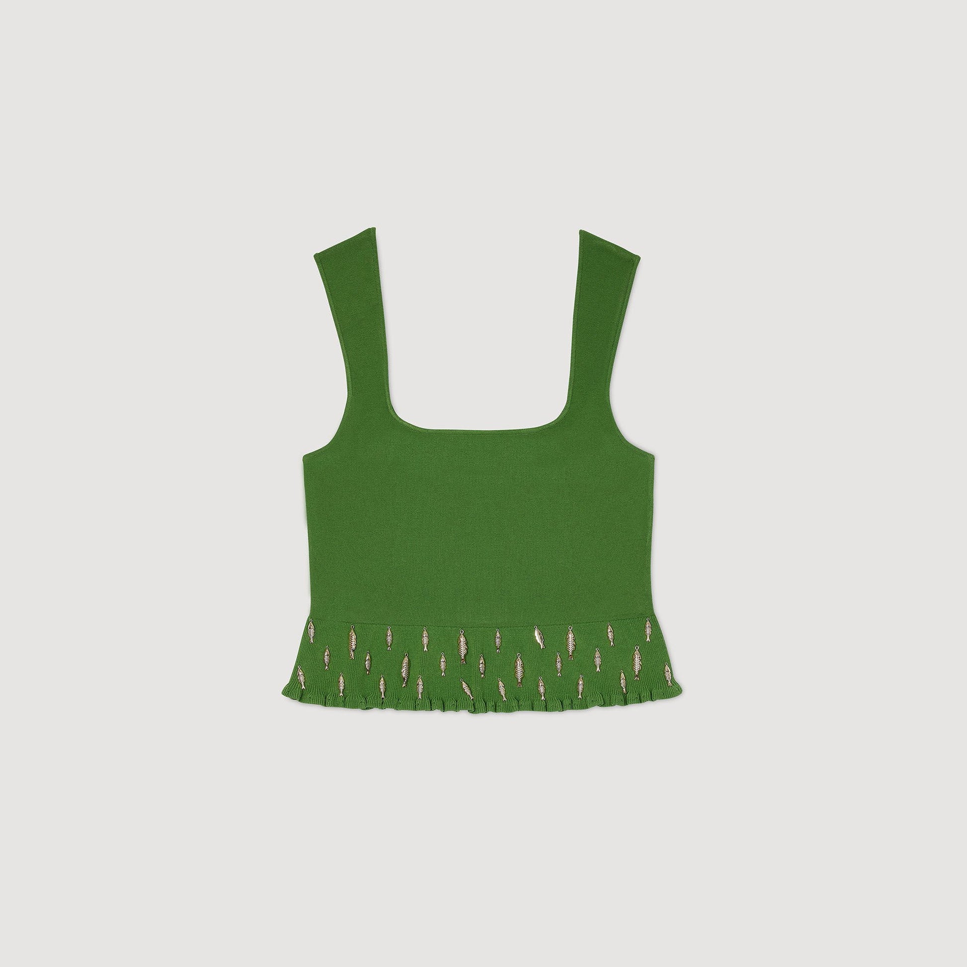 Sandro Knit top with charms Green