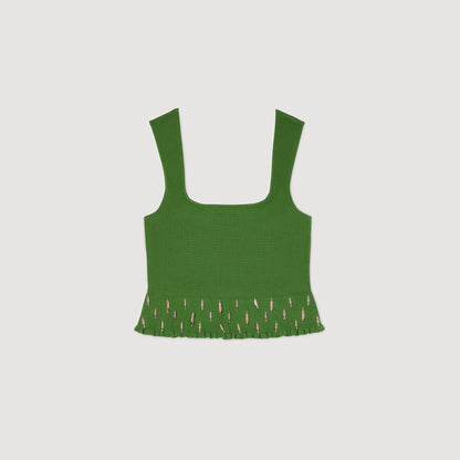 Sandro Knit top with charms Green