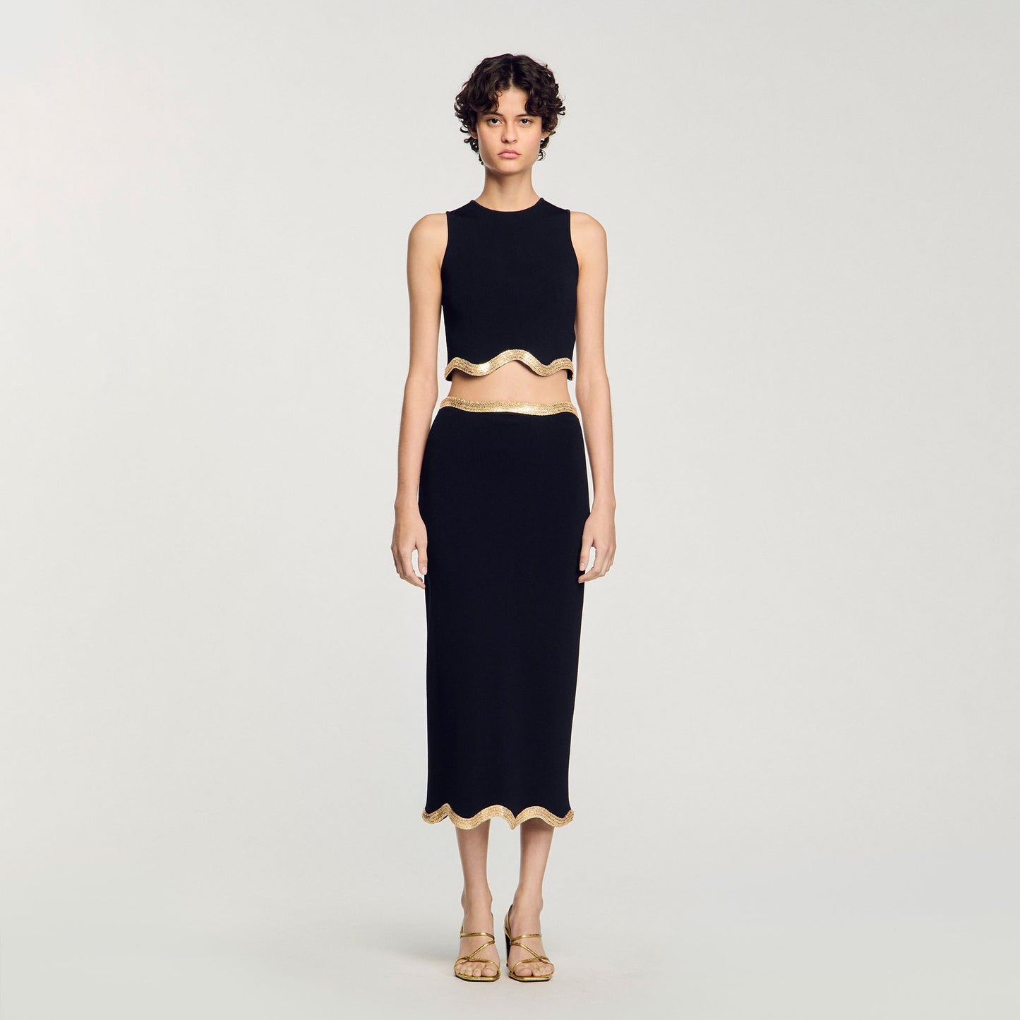 Sandro Cropped top with chain detail Black