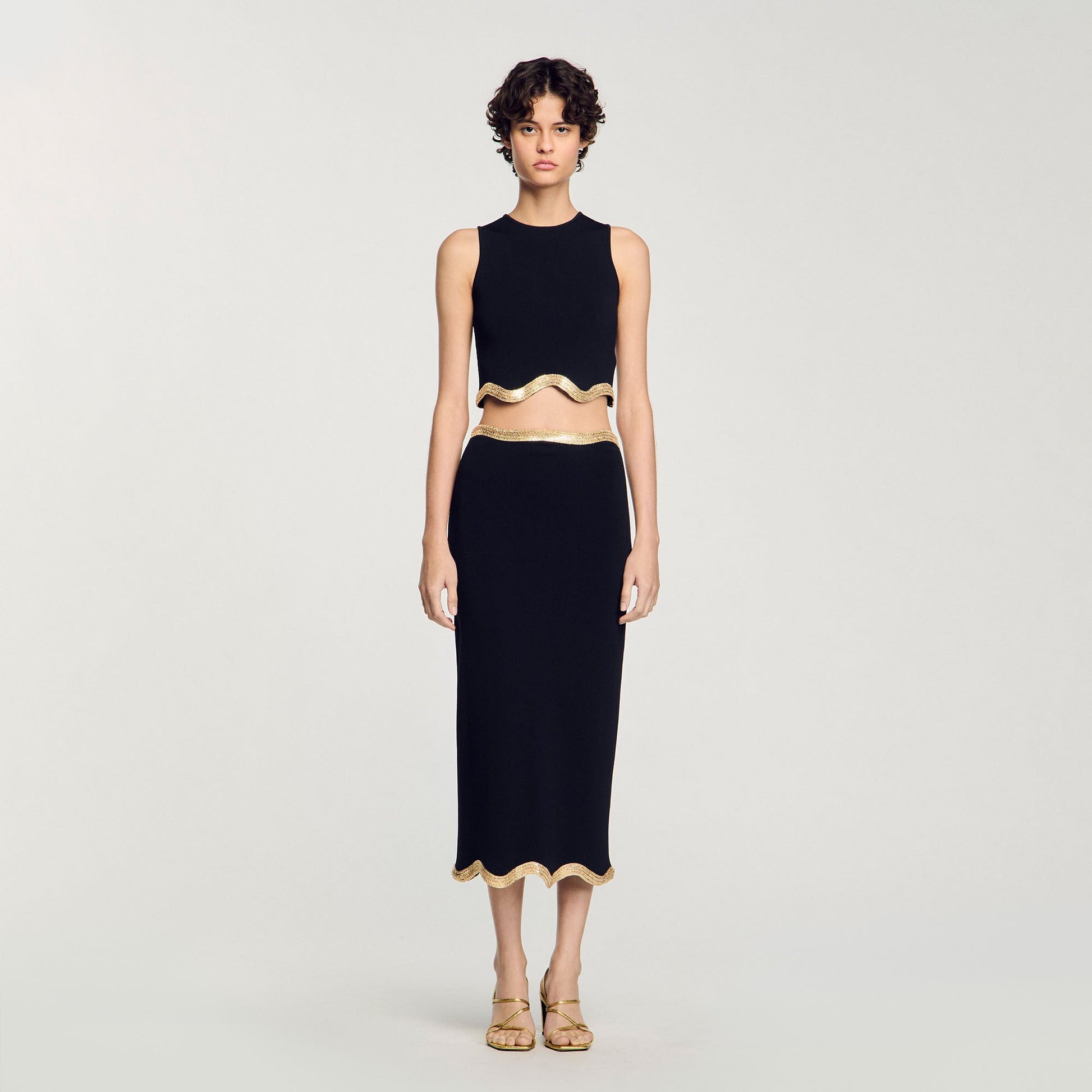 Sandro Cropped top with chain detail Black