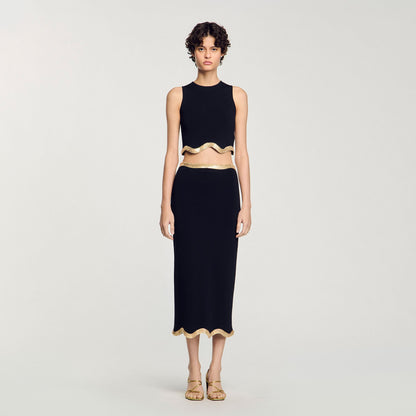 Sandro Cropped top with chain detail Black