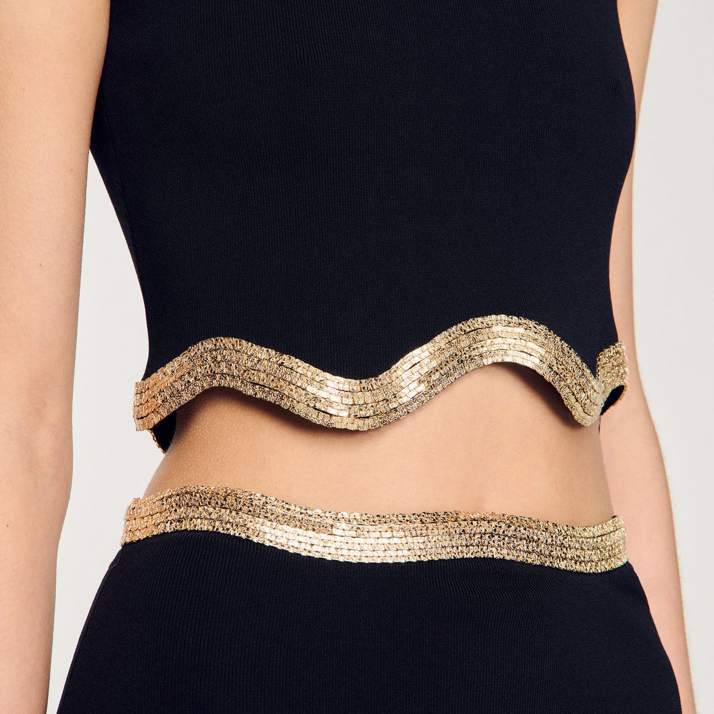 Sandro Cropped top with chain detail Black