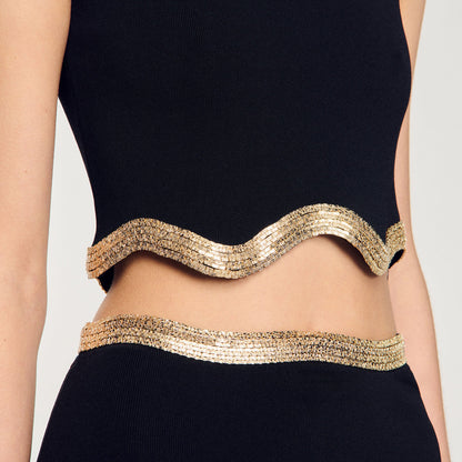 Sandro Cropped top with chain detail Black