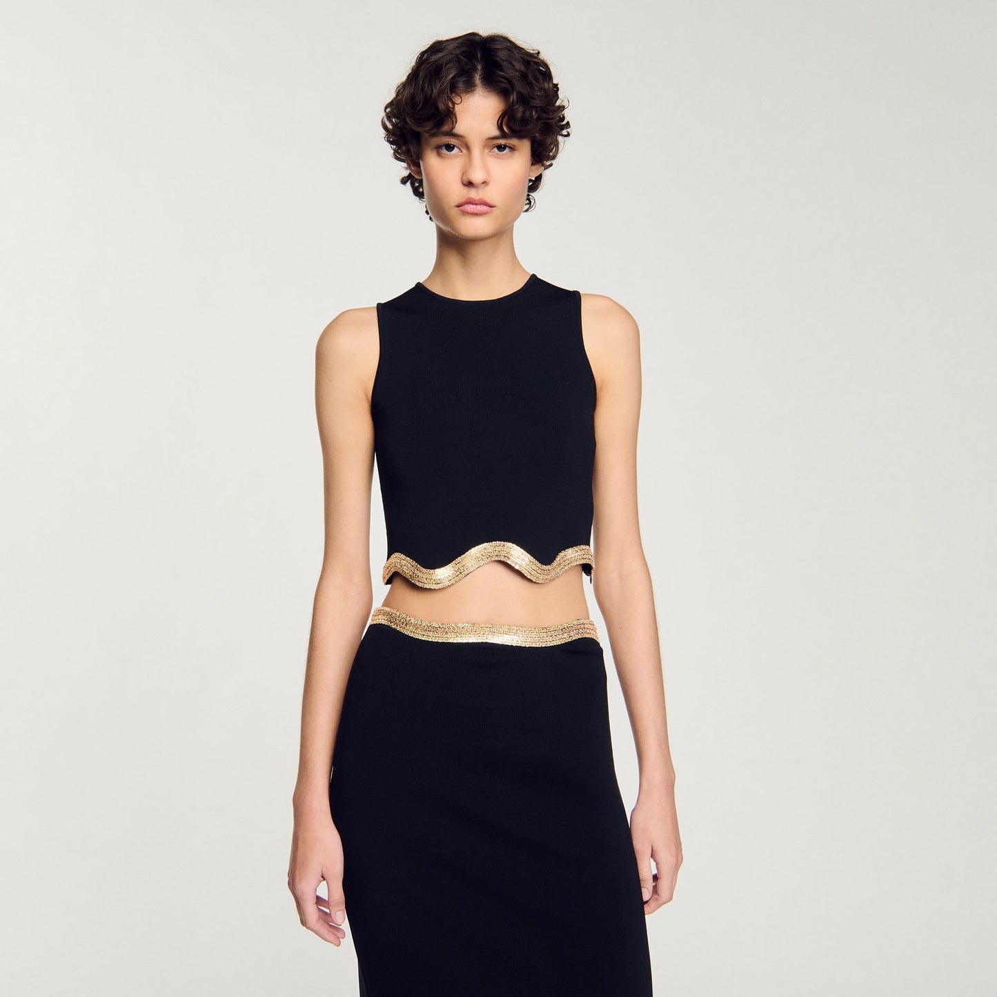 Sandro Cropped top with chain detail Black