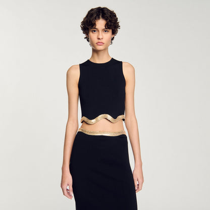 Sandro Cropped top with chain detail Black