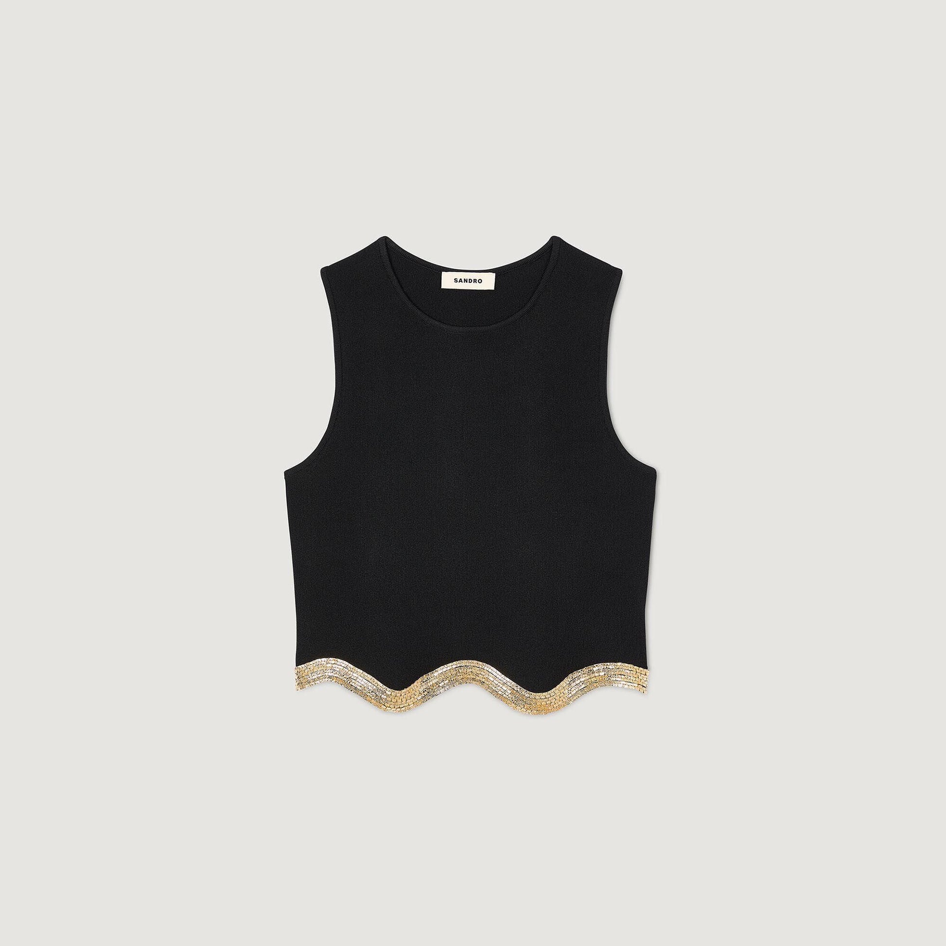 Sandro Cropped top with chain detail Black