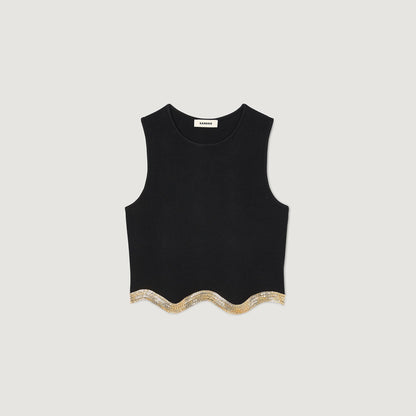 Sandro Cropped top with chain detail Black
