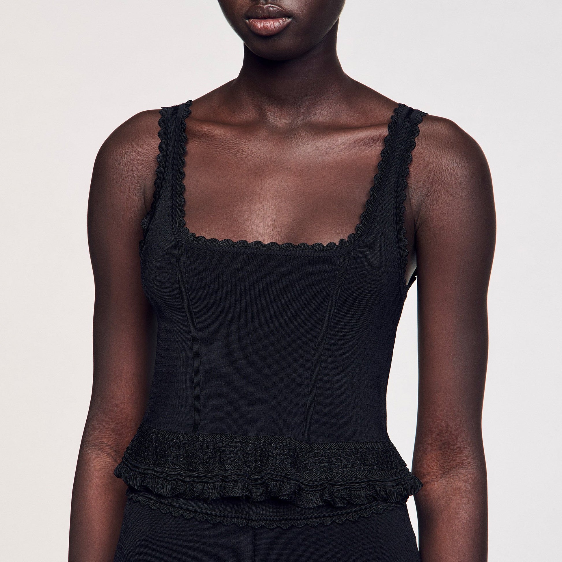 Sandro Ruffled top Black