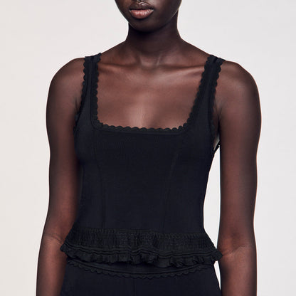 Sandro Ruffled top Black