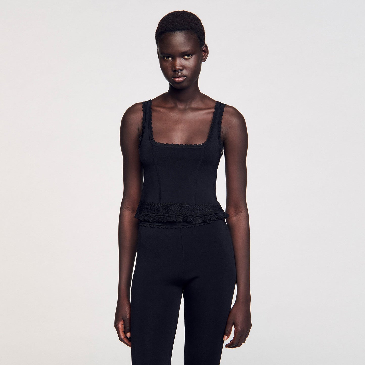 Sandro Ruffled top Black
