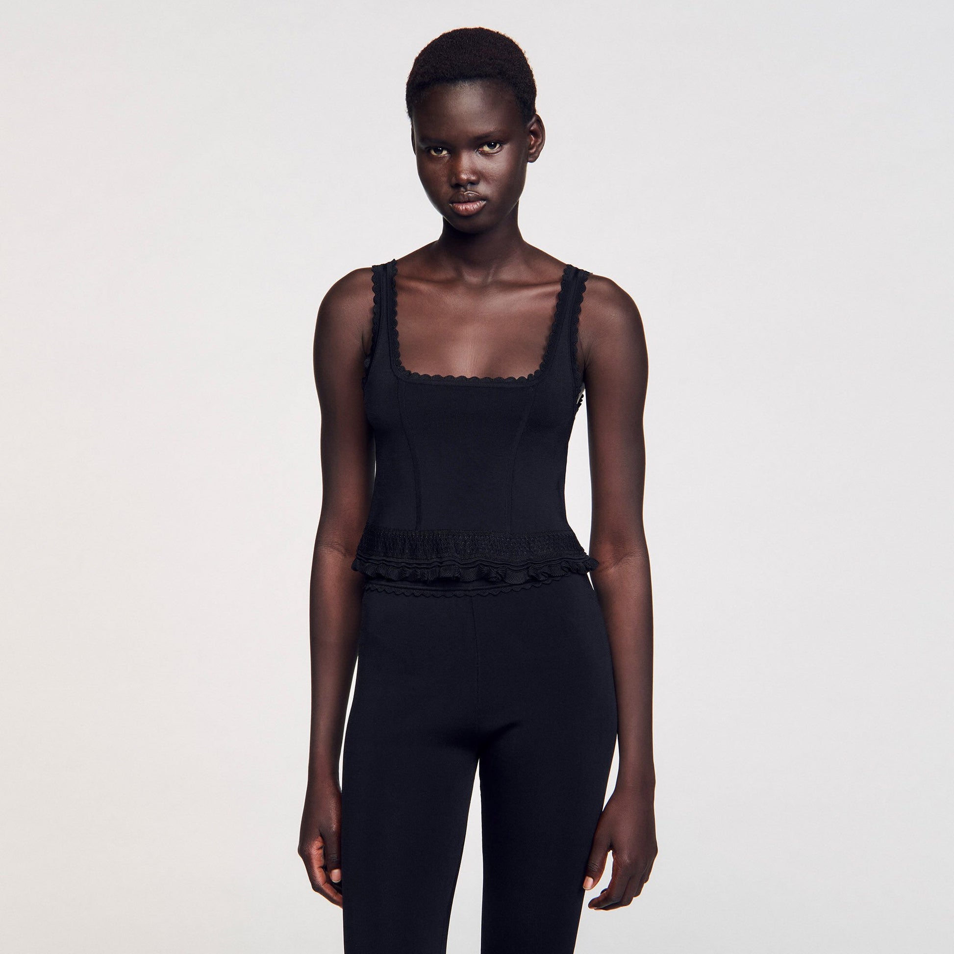 Sandro Ruffled top Black