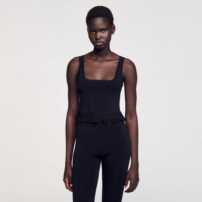 Sandro Ruffled top Black