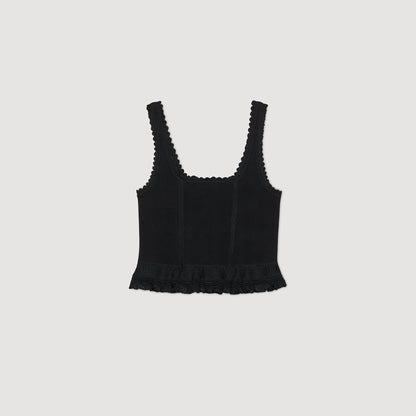 Sandro Ruffled top Black