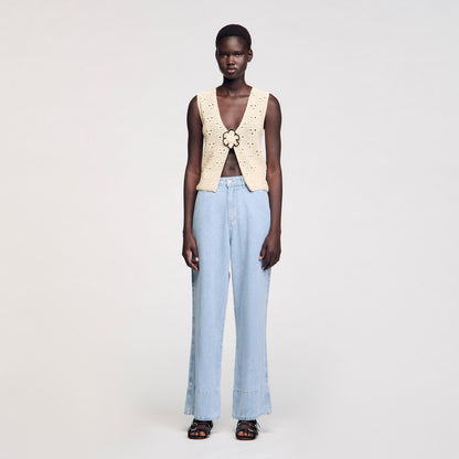 Sandro Crochet vest Ecru