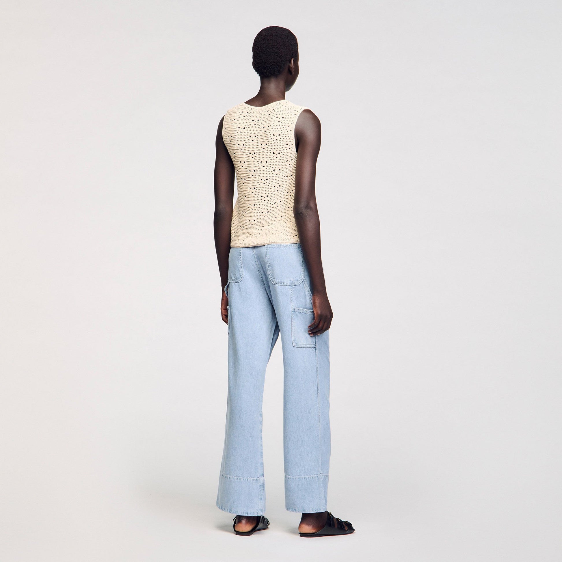 Sandro Crochet vest Ecru