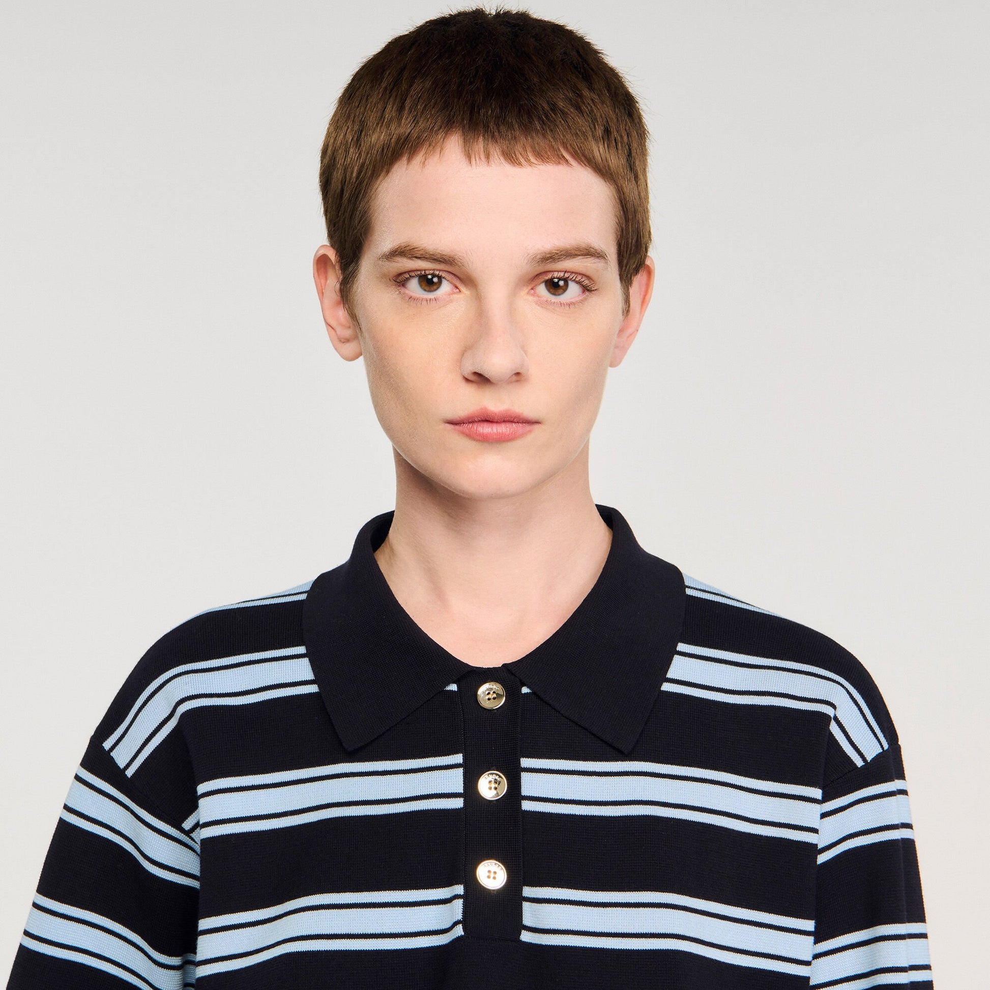 Sandro Striped polo sweater Navy Blue