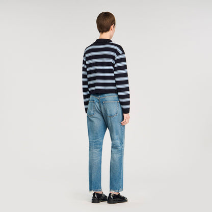 Sandro Striped polo sweater Navy Blue