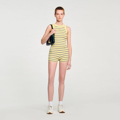 Sandro Striped knit vest top Light Yellow